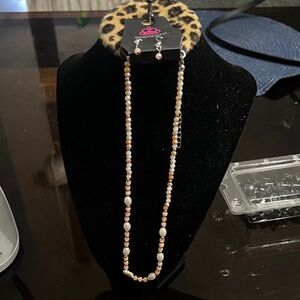 Paparazzi Pink and Cream Beaded Necklace Set